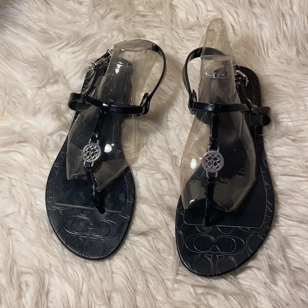 Coach Pansy Black Jelly Sandals Size 9B